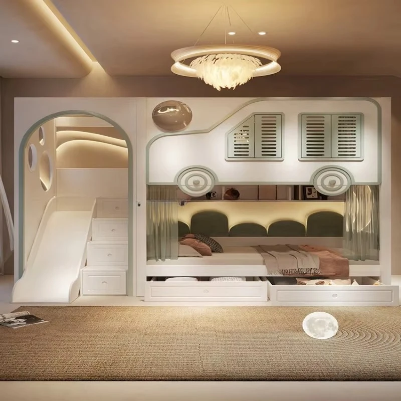 Bunk Bed With Stairs And Slide - Nowoczesny, luksusowy mebel do pokoju dziecięcego: