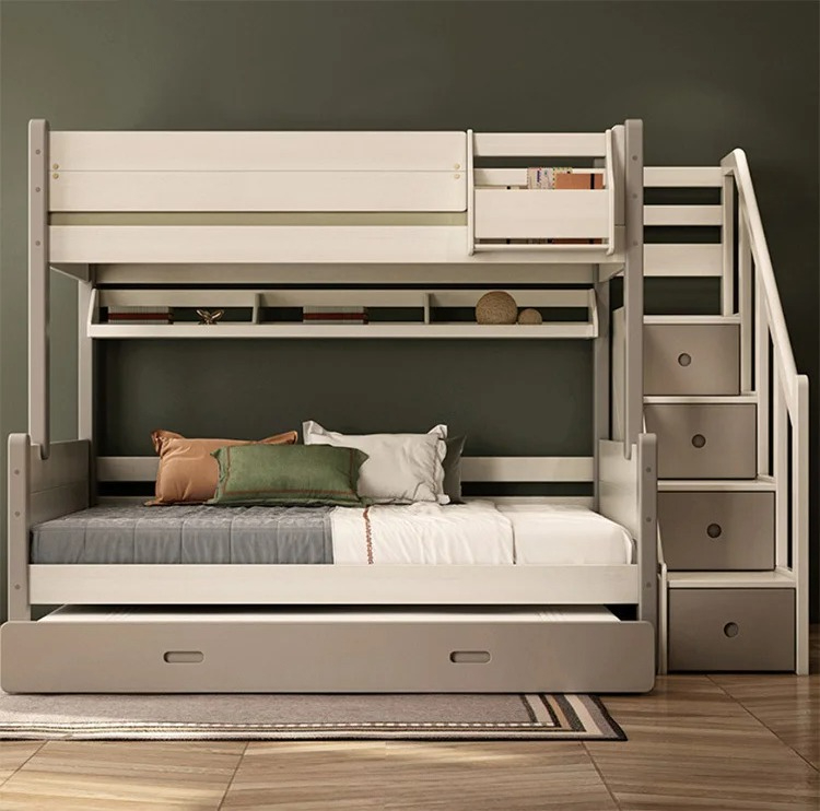 Bunk Bed With Stairs And Slide - Łóżko dziecięce ze zjeżdżalnią, solidne drewniane