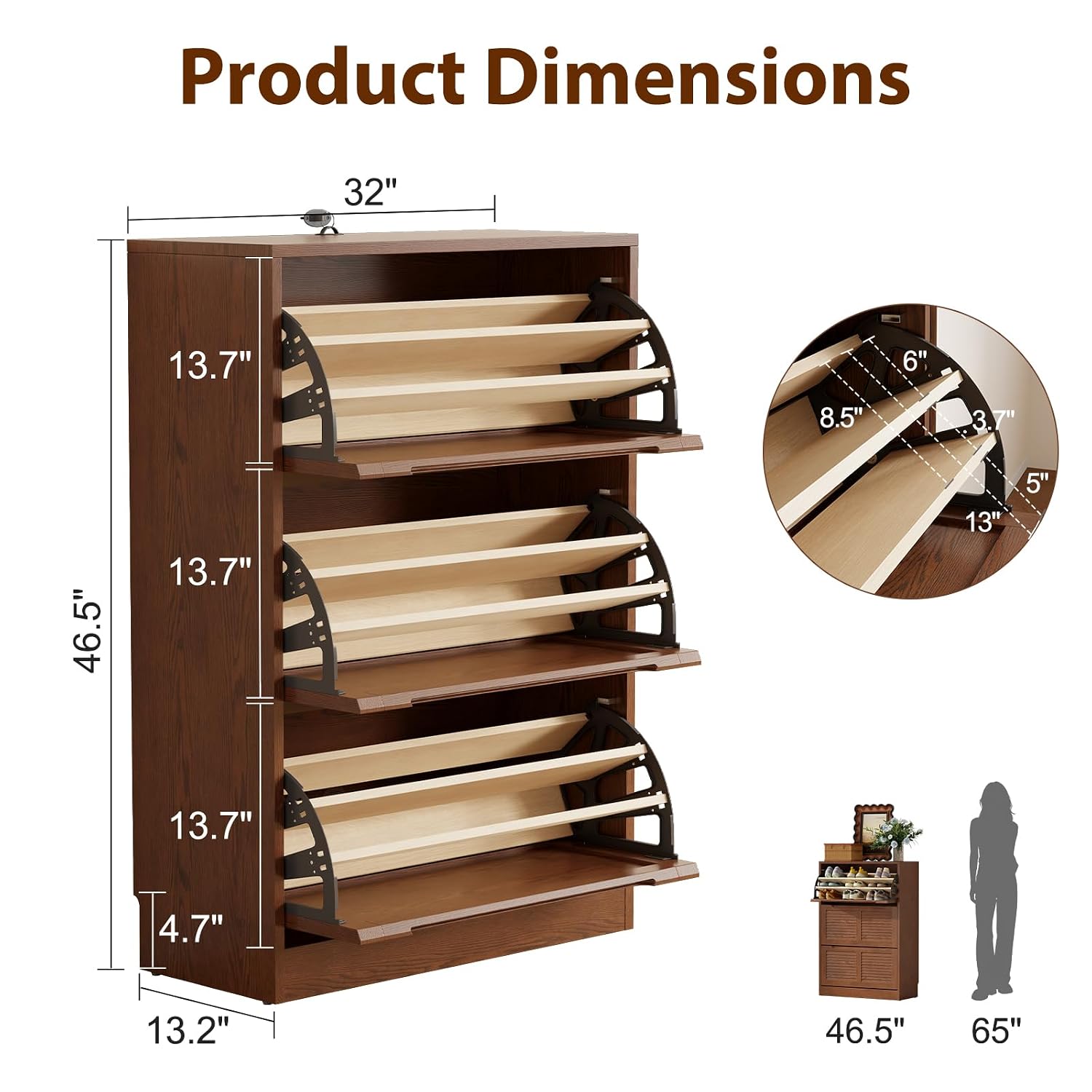 Szafka na buty z litego drewna – Shoe Rack Cabinet Narrow Entryway recenzja i cena