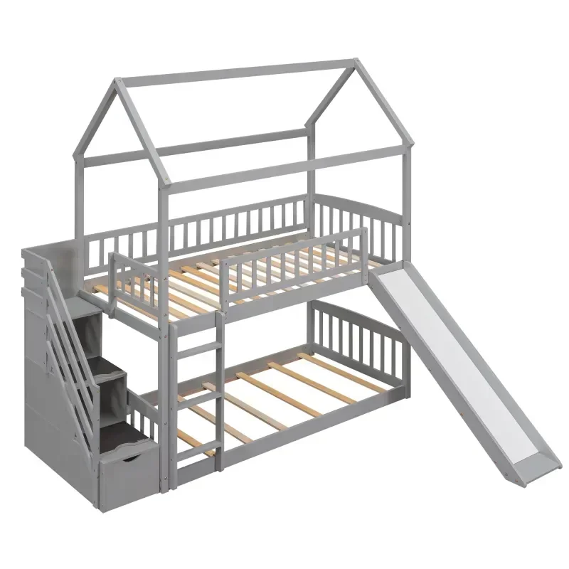 Wytrzymałe, drewniane łóżko dl – Bunk Bed With Stairs And Slide recenzja i cena