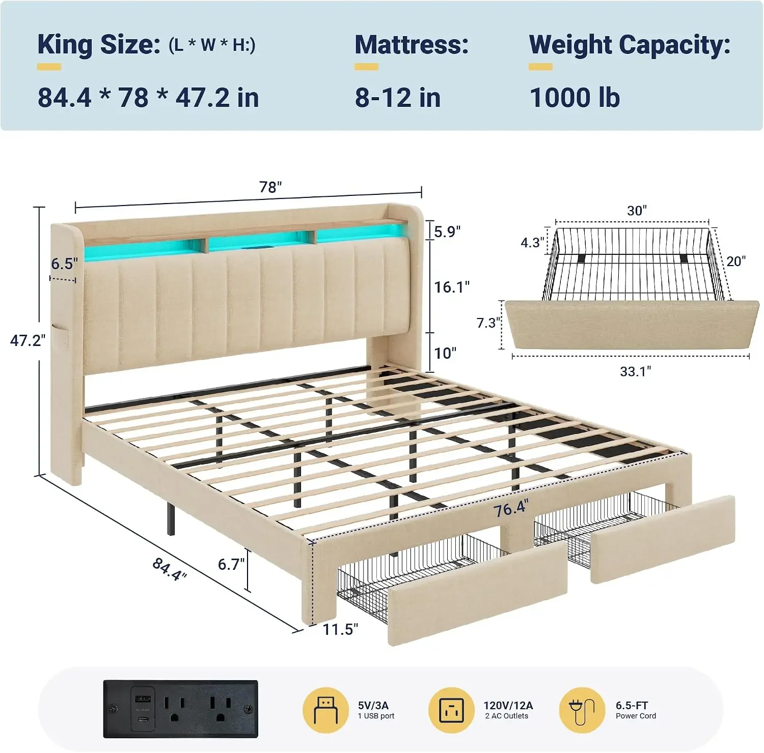 Rama łóżka w rozmiarze king si – King Size Bed Frame With Storage Drawers recenzja i cena