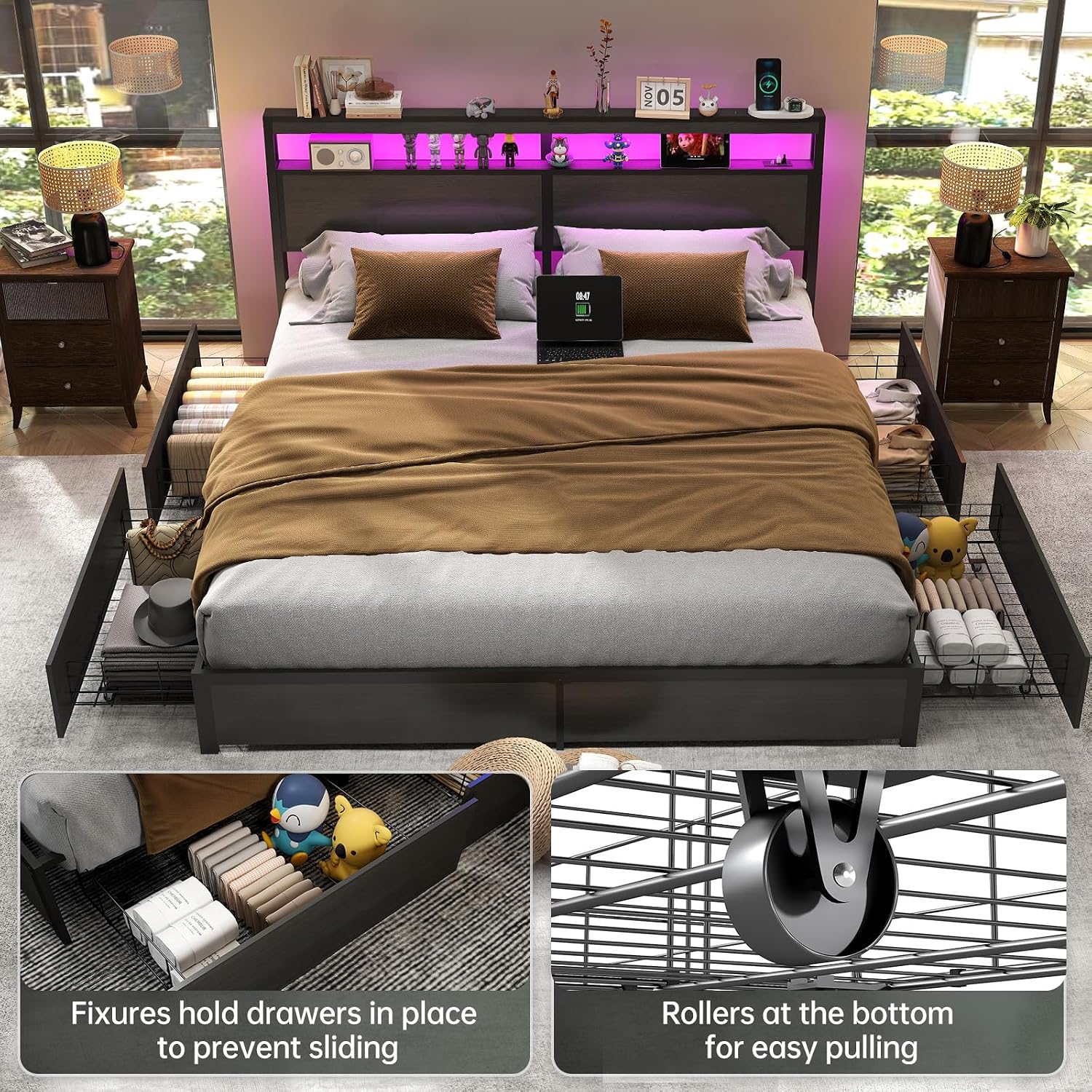 Rama łóżka w rozmiarze King Si – King Size Bed Frame With Storage Drawers recenzja i cena