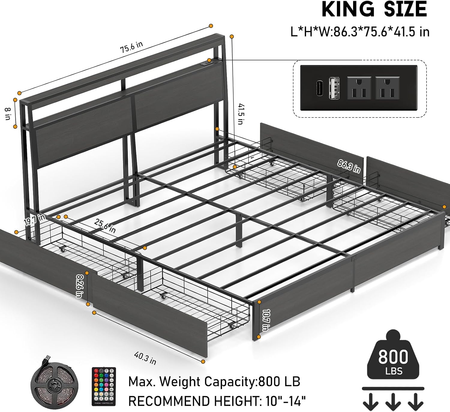 Rama łóżka w rozmiarze King Si – King Size Bed Frame With Storage Drawers recenzja i cena