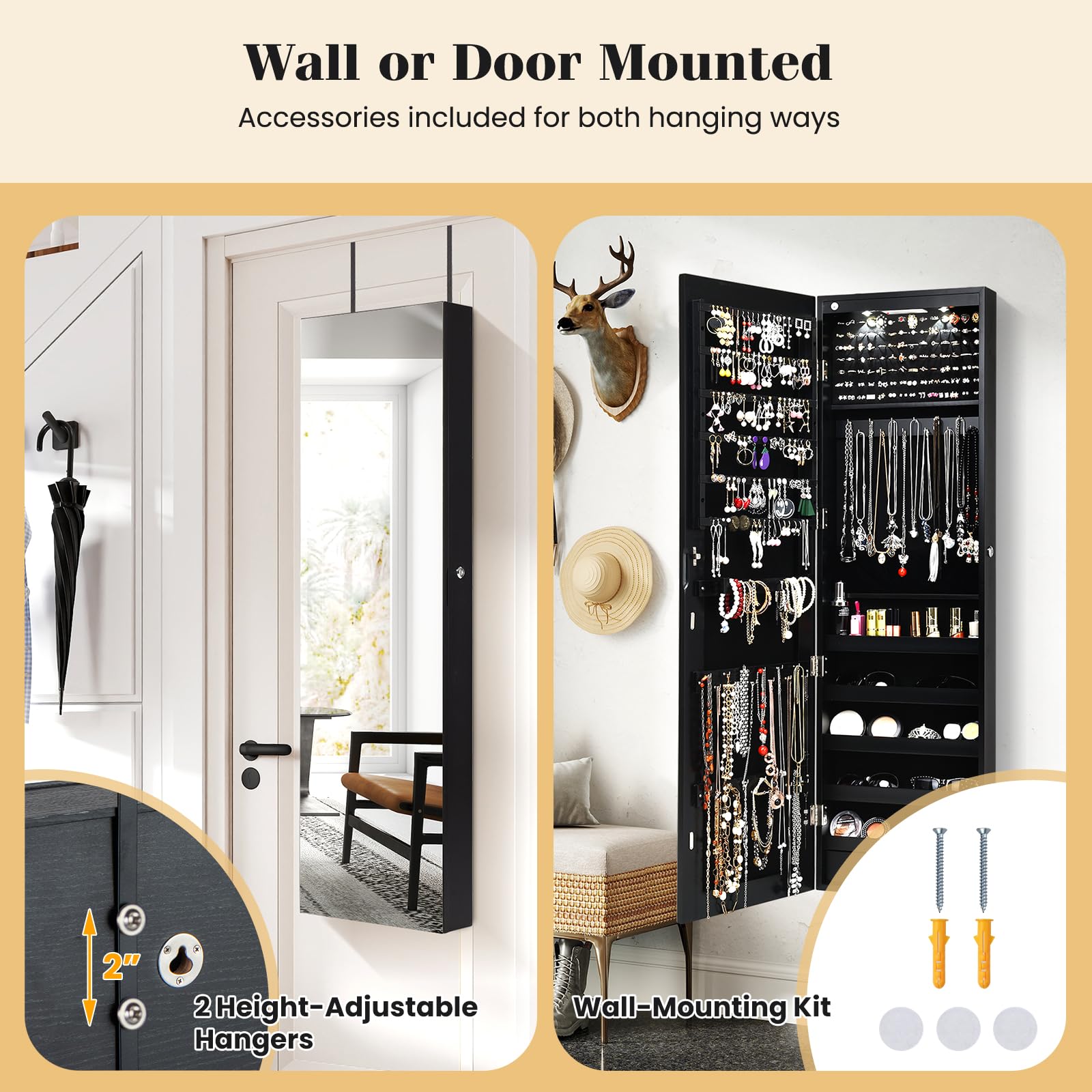 Szafka na biżuterię montowana  – Full Length Mirror Jewelry Armoire recenzja i cena
