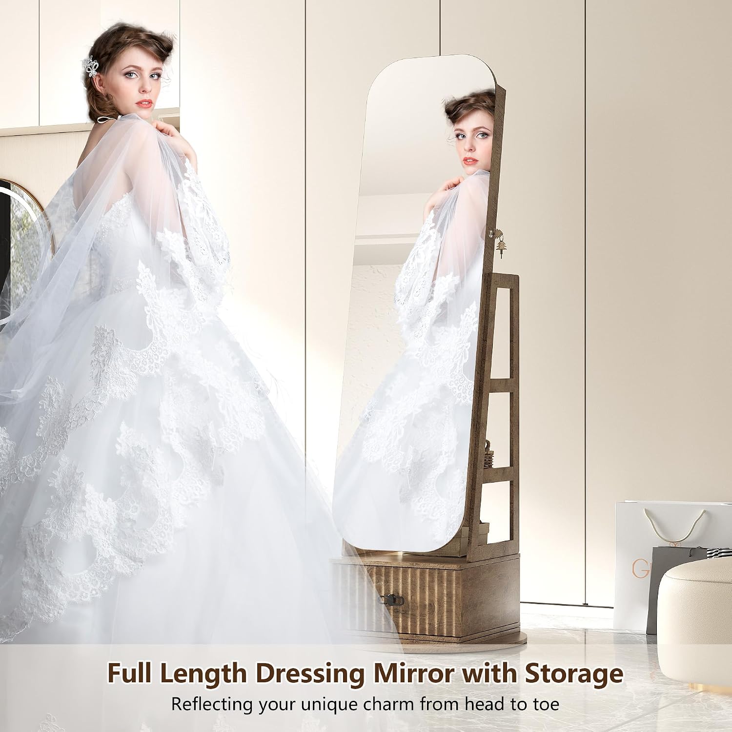 Okrągłe, obrotowe szafki do pr – Full Length Mirror Jewelry Armoire recenzja i cena
