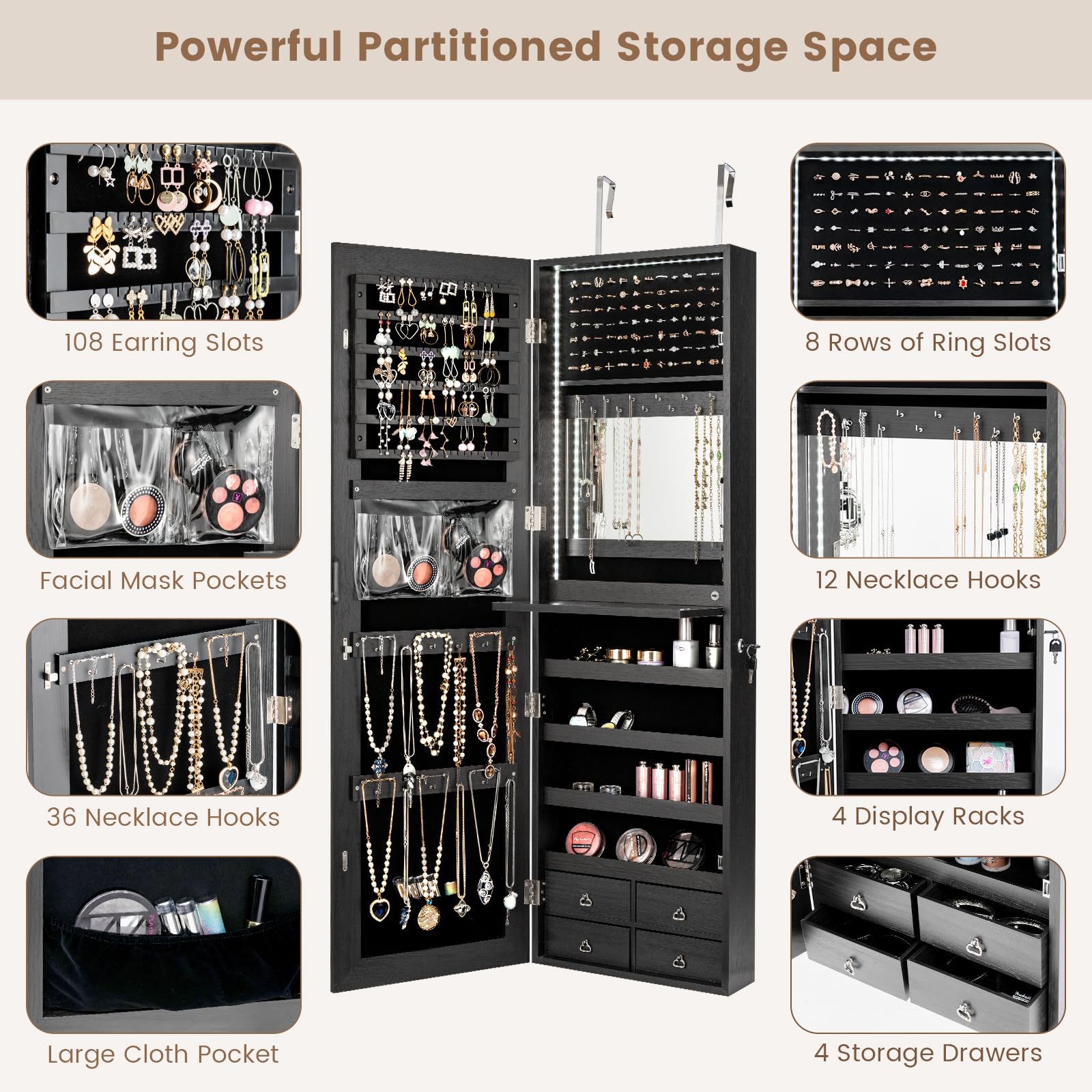 47-calowa szafka na biżuterię  – Full Length Mirror Jewelry Armoire recenzja i cena