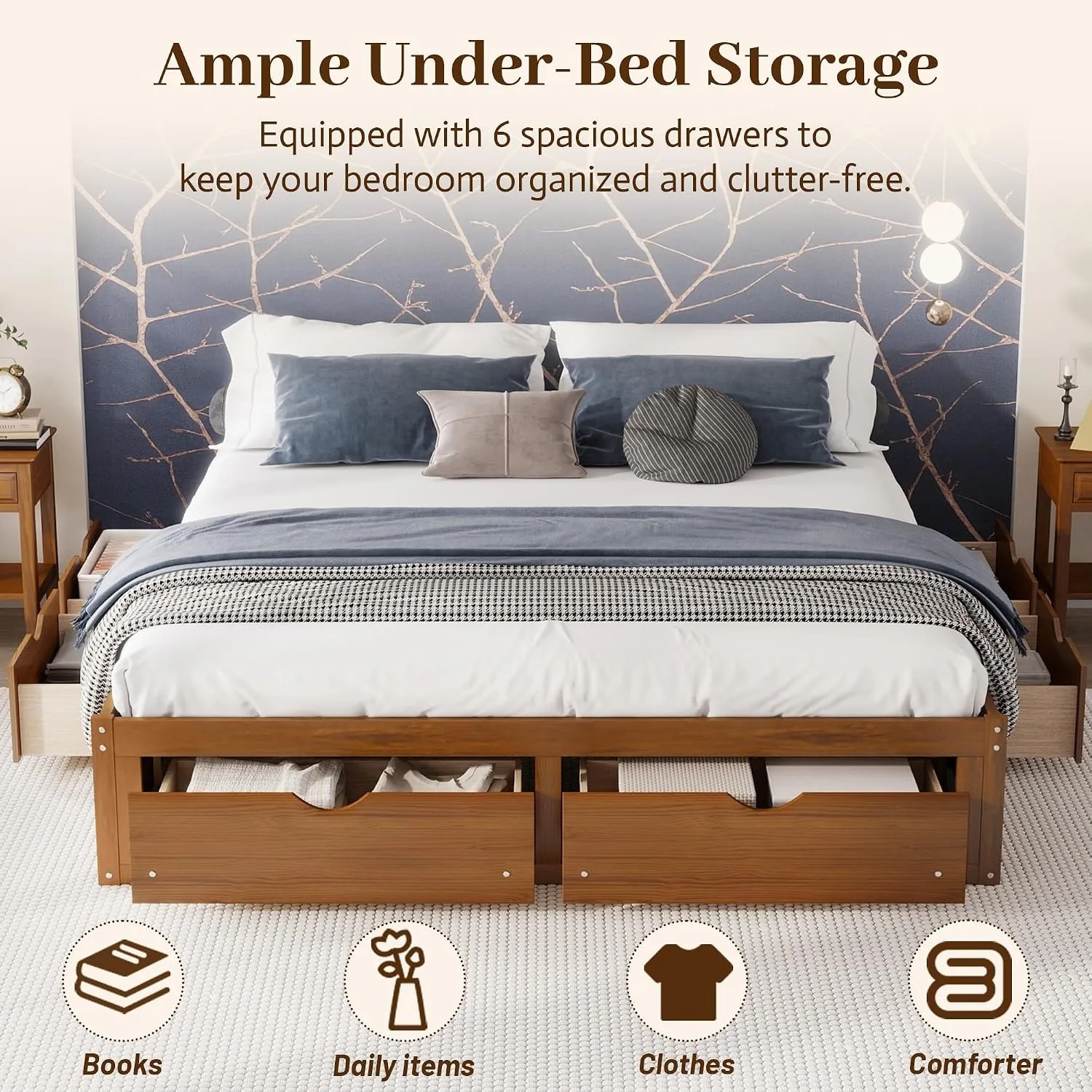 Minimalistyczna rama łóżka z d – King Size Bed Frame With Storage Drawers recenzja i cena