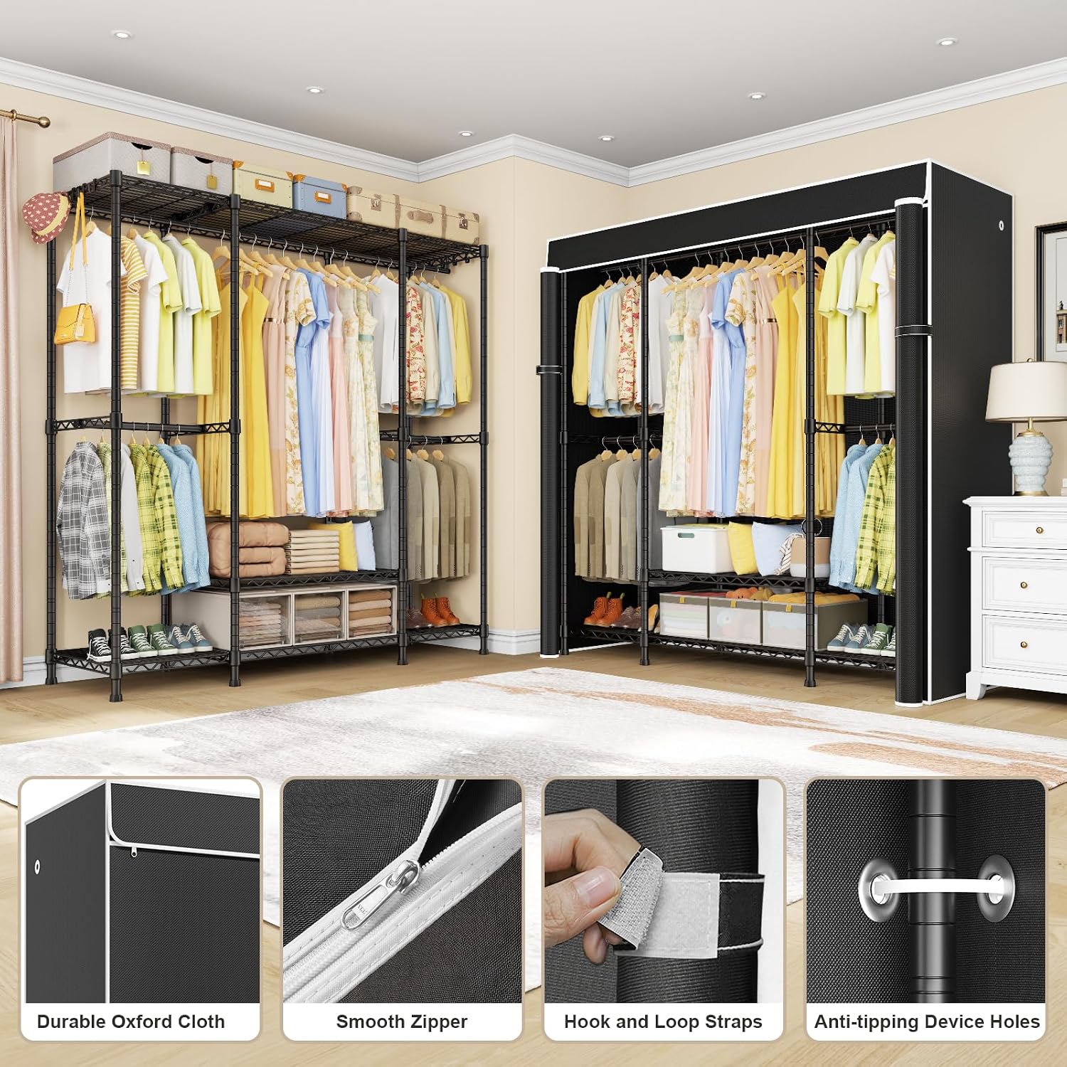 E3C – wytrzymała, przenośna sz – Wardrobe Closet Portable Fabric Cover recenzja i cena