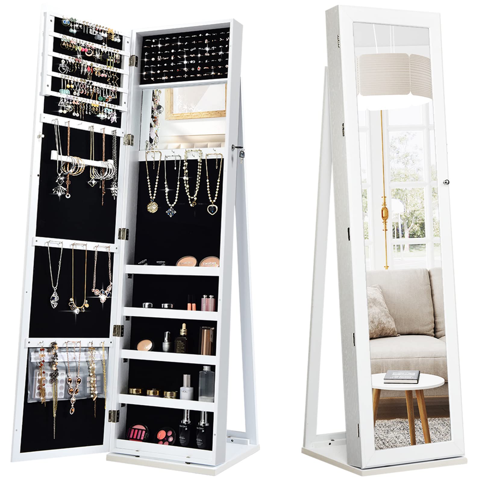 Stojąca szafa na biżuterię z l – Full Length Mirror Jewelry Armoire recenzja i cena