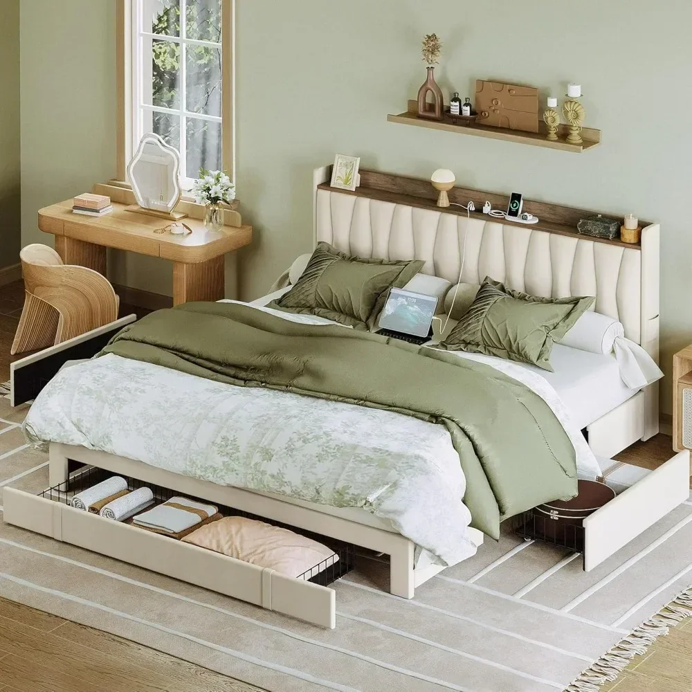Rama łóżka King Size z zagłówk – King Size Bed Frame With Storage Drawers recenzja i cena